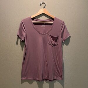 So favorite Women’s V-neck pocket Tee Size Small has a small stain see all pics